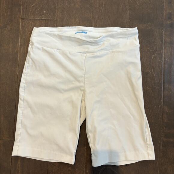 J.McLaughlin Shorts Womens 6 White Bermuda Pull On Stretch Back Pockets Comfort - Picture 1 of 11